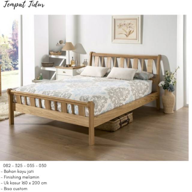 Ranjang Tidur Moderen Minimalis Murah, Tempat Tidur Simpel Anak Cewek cowok, Dipan Single Kayu Jati