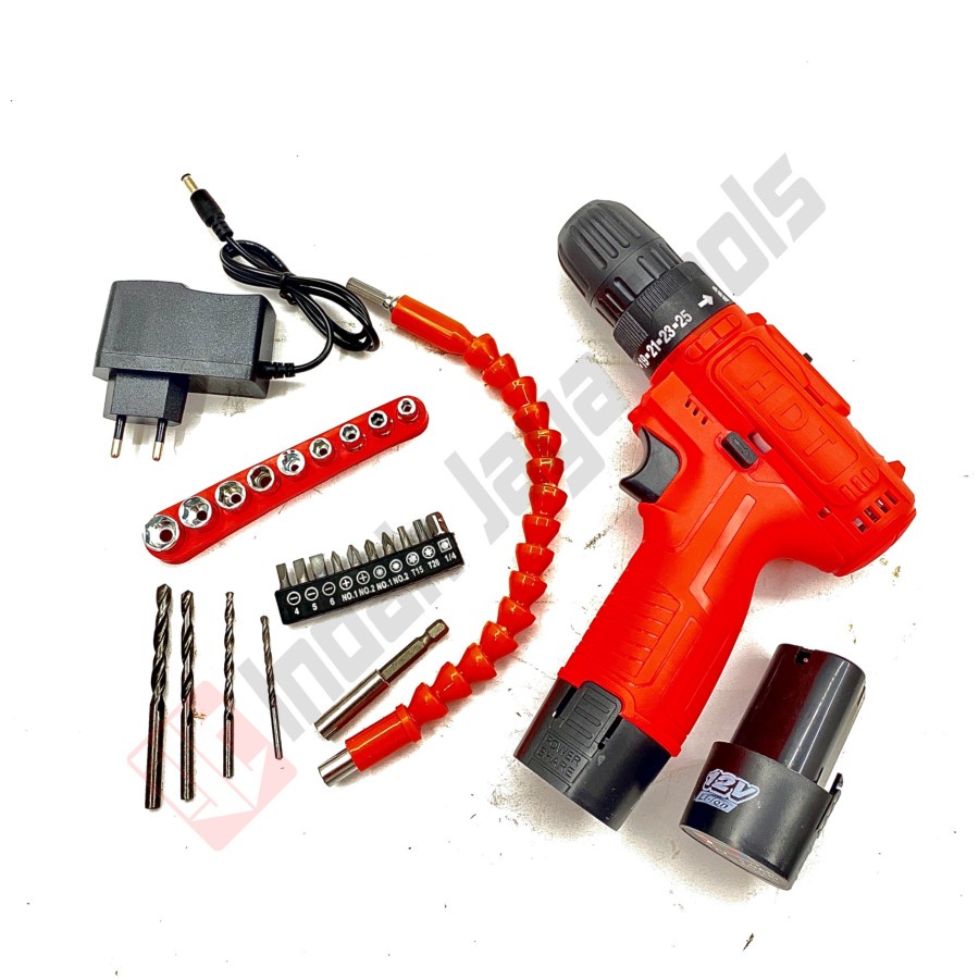 Promo HDT CDD 405 Mesin Bor Cas Charger 12V Cordless Drill HDT CDD405 Set
