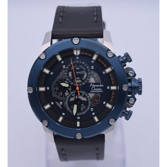 Jam Tangan Alexandre Christie Ac 6416 Silver ,Ring Blue Original