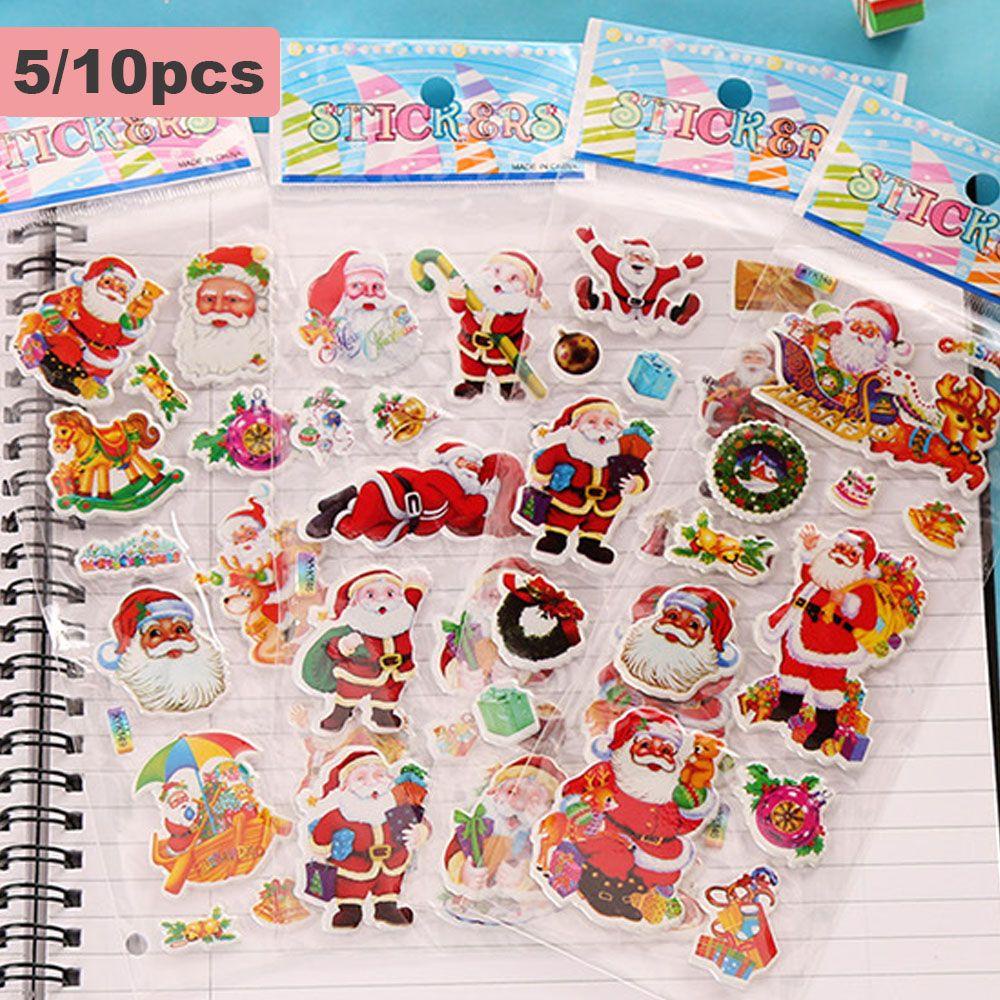 Populer5/10lembar Stiker Natal Hadiah Anak Hadiah Guru Lucu Santa Claus