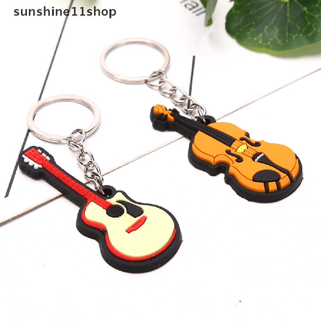 Sho Gantungan Kunci Bentuk Gitar / Piano / Saxophone Mini Bahan Silikon