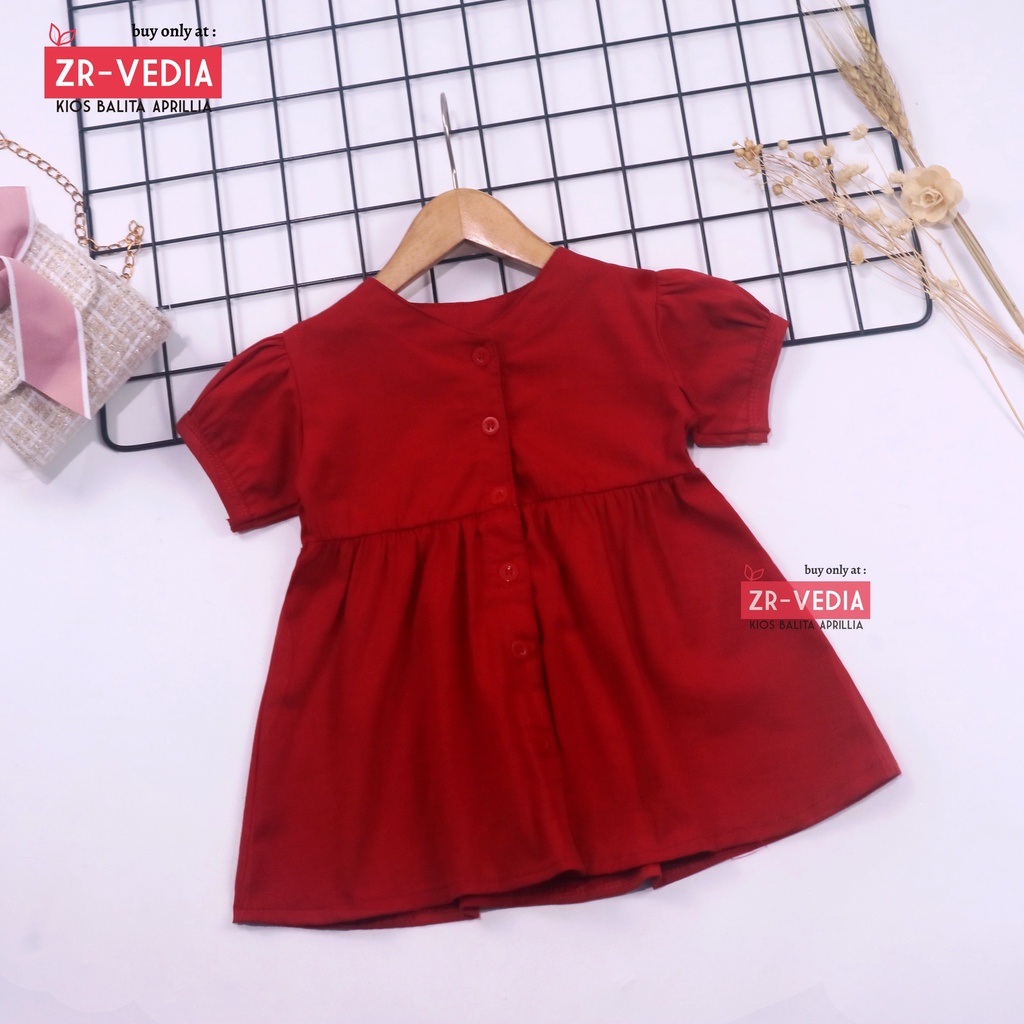 Dress Allysa uk 1-4 Tahun / Baju Polos Lengan Pendek Anak Perempuan Cewek Blouse Tunik Adem Branded Tshirt