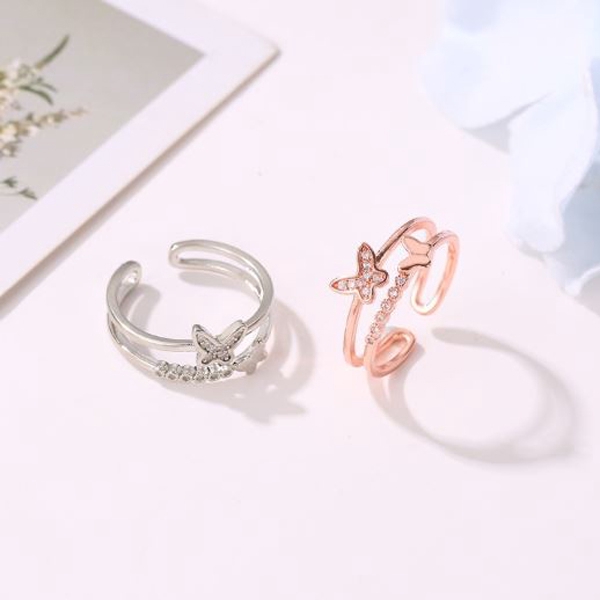 OILA cincin kupu kupu double layer butterfly ring(2J2) jci052