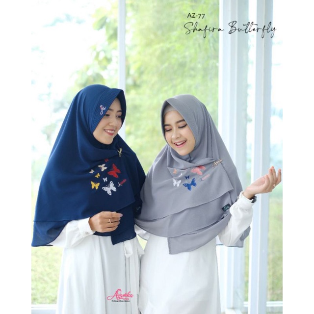 Khimar Shafira Butterfly by Azamka || Hijab motif || Hijab Instant ||