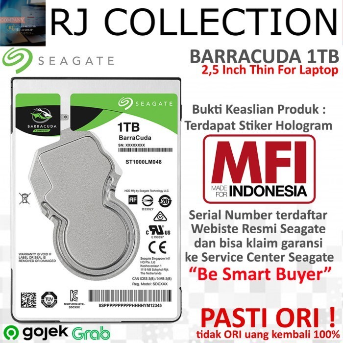 Seagate Baracuda 1TB Thin - Hardisk Internal Laptop HD 2,5"