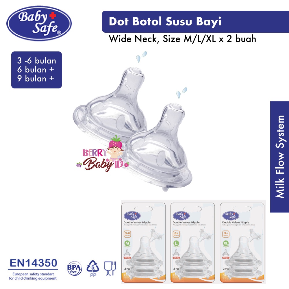 Baby Safe Dot Botol Susu Bayi Wide Neck Nipple Teat Baby Bottle BBS106 Berry Mart