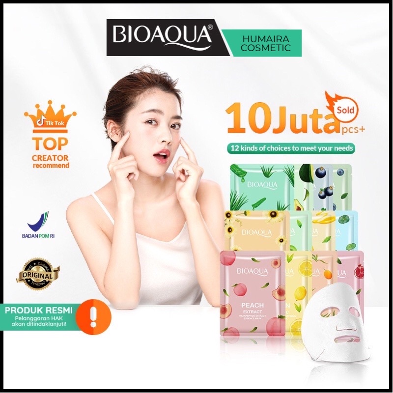 MASKER BIOAQUA ORIGINAL TERMURAH| SHEET MASK BIOAQUA | MASKER BIOAQUA | ESSENCE MASK BIOAQUA 12pcs |