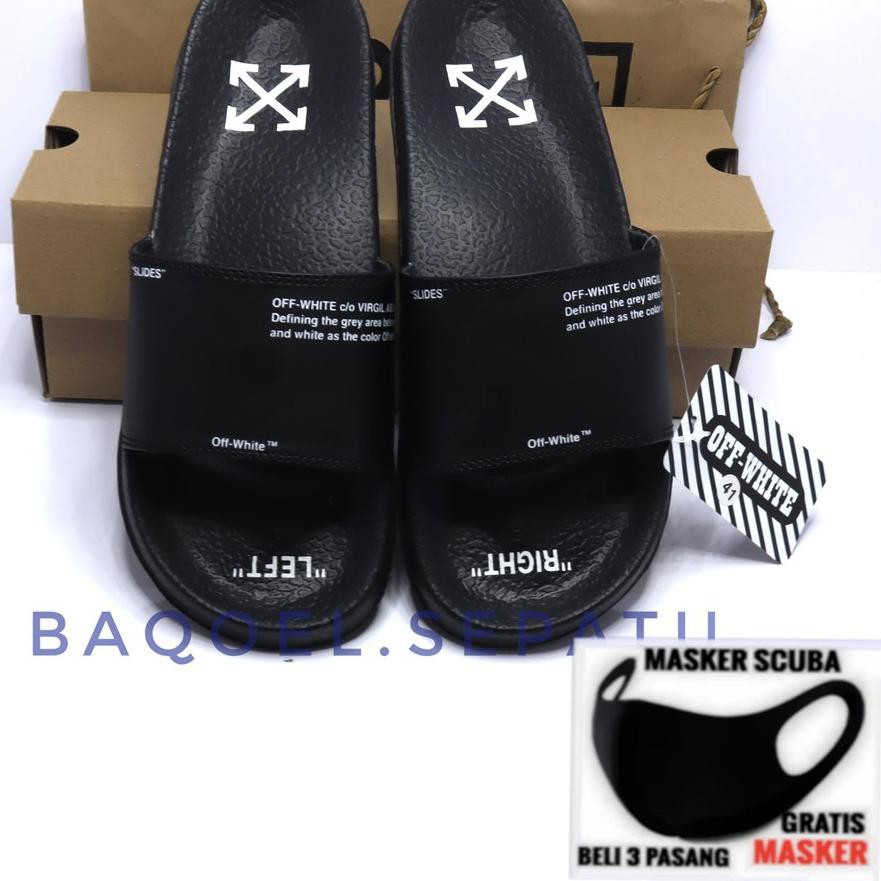 ×× R004 ×× SENDAL OFF WHITE PRIA WANITA SELOP SLIDE SLIP SANDAL FLIP FLOP SELIP ON VANS CASUAL SPORT