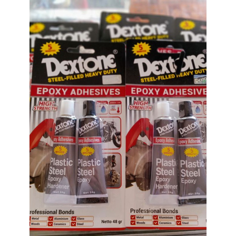 Jual LEM BESI DEXTONE PLASTIC STEEL EPOXY HARDENER & EPOXY ( NET 24