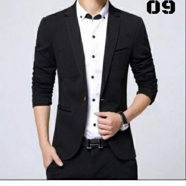 Jas pria hitam list bludru