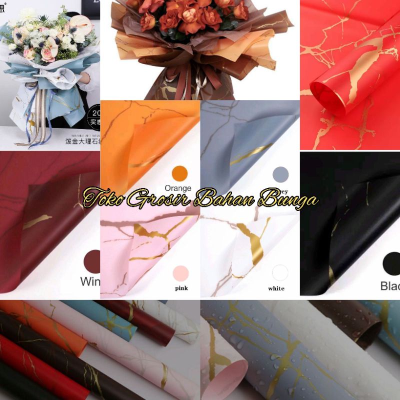 Jual Kertas Cellophane Flower Wrapping Kertas Bouquet Motif Marmer