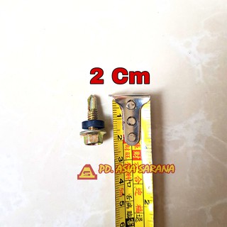 Jual Paku Roofing Kuning 2 Cm / Skrup Holo Besi Baja 20mm / Sekrup ...