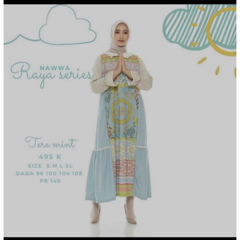 Tere Mint Dress by Nawwa gamis lebaran raya series