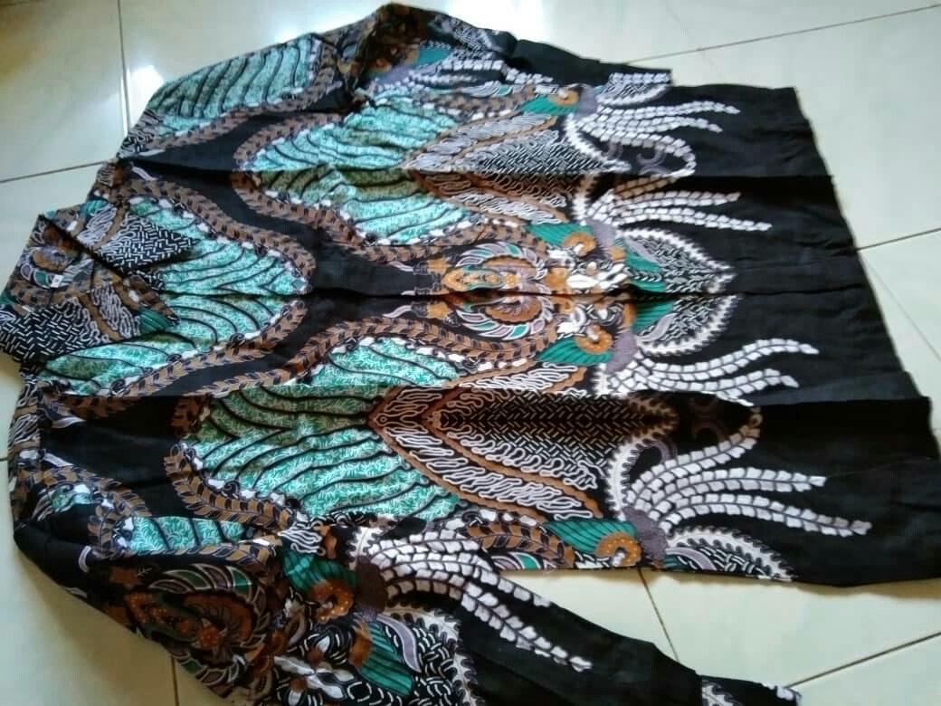 Pagar Batik Hrb026 Kenongo Kemeja Tosca Pendek Pekalongan Padi M L Xl Sogan Tulis Halus Kemeja Batik