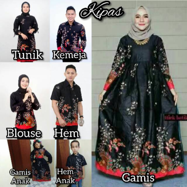 SERAGAM KELUARGA COUPLE SARIMBIT BATIK MOTIF KIPAS