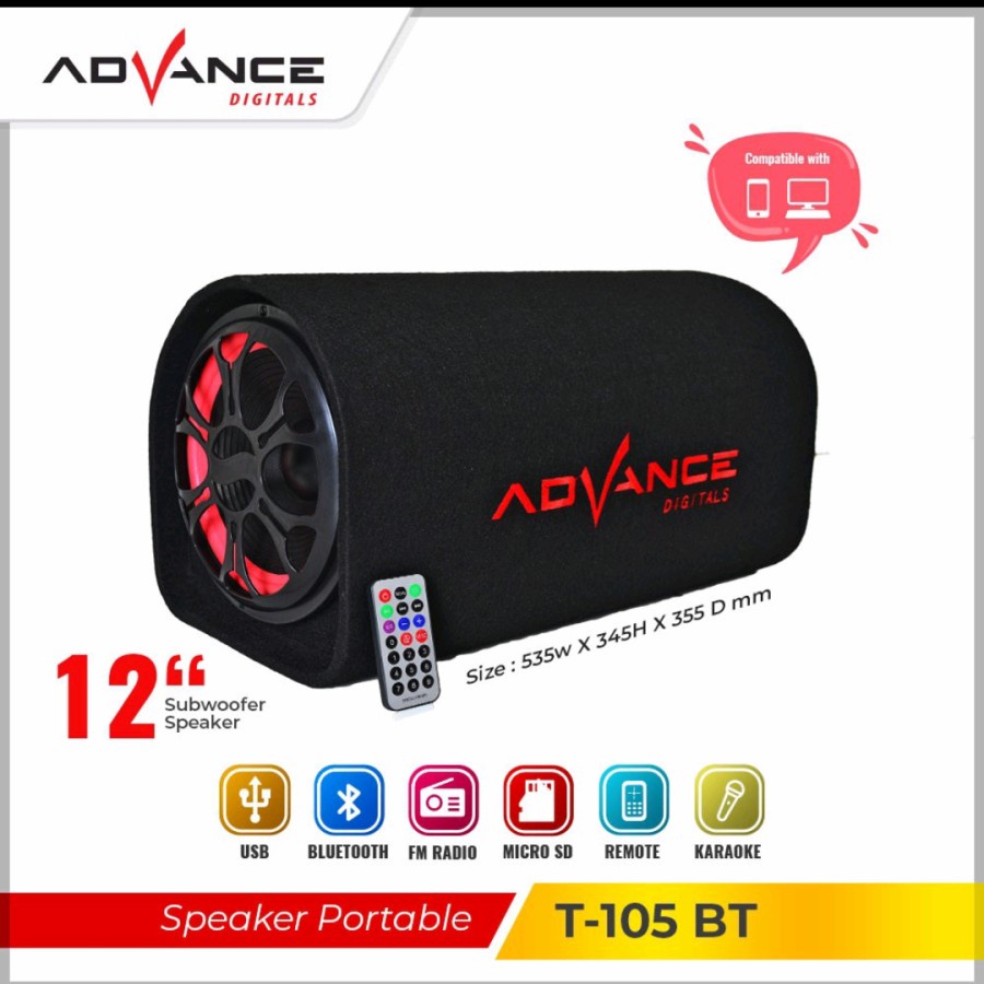 ADVANCE TP 105 BT Speaker AC DC Portable size 12 inch Suport bluethoth