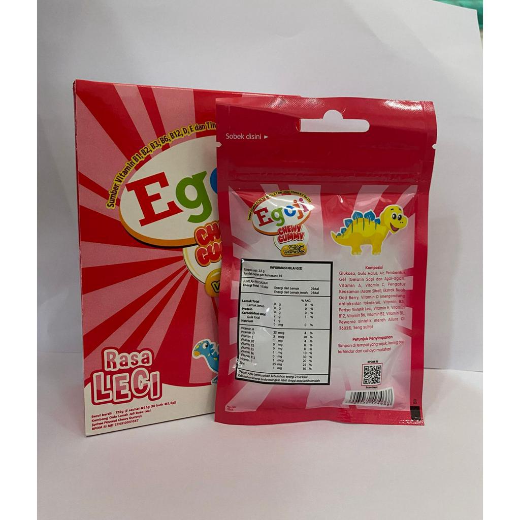 Egoji Chew Gummy Leci Sachet isi 10 Butir