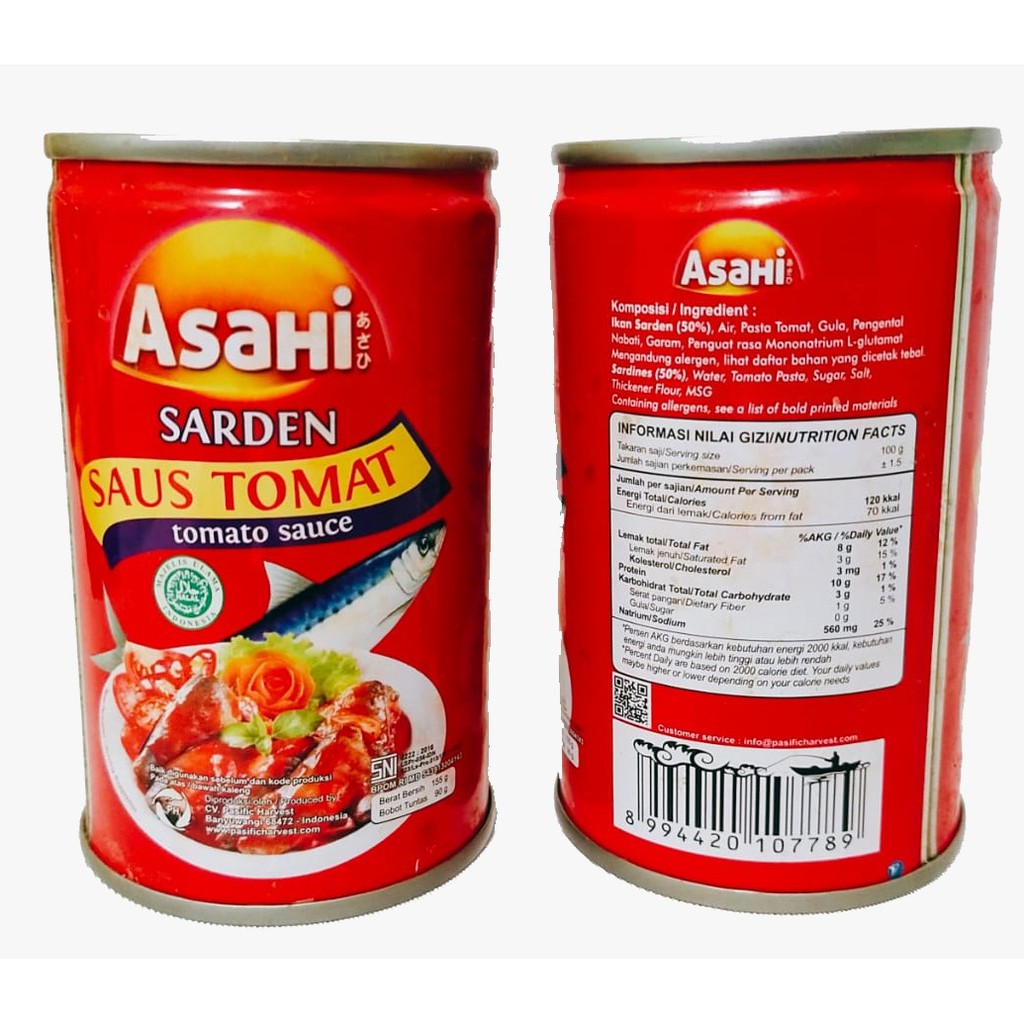 

Sembako Hemat Sarden Asahi 155gr Saus Tomat