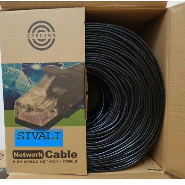 1 ROLL SPECTRA KABEL LAN FTP CAT5E OUTDOOR BLACK 305 METER