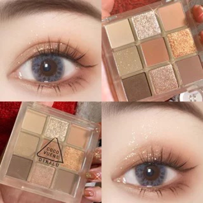 DIKALU EYESHADOW PALETTE 9 COLORS MATTE EYESHADOW PALETTE GLITTER EYE SHADOW MAKEUPNUDE