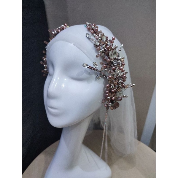 headpiece Wire besi bandana earpiece viral pengantin kekinian mahkota