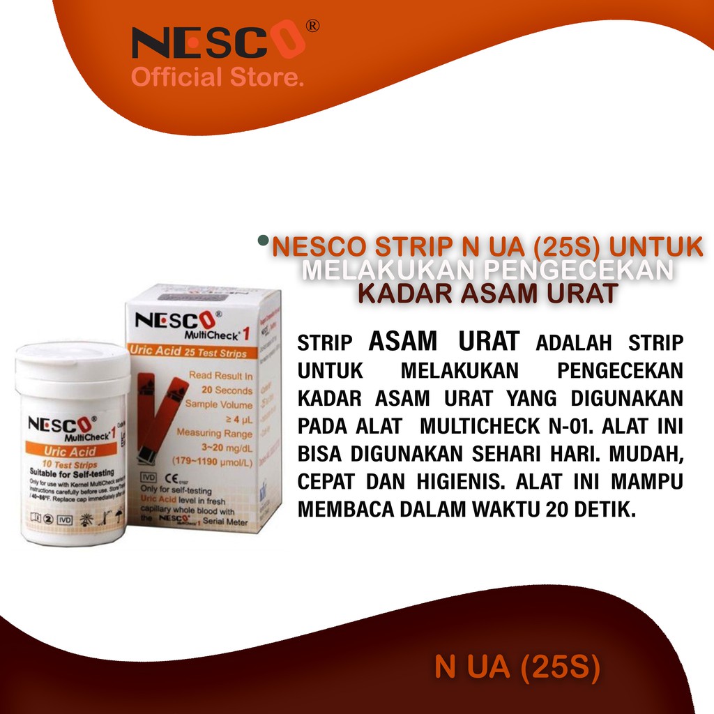 Nesco Strip N UA (25s) STRIP UNTUK CEK ASAM URAT (25pcs/btl)