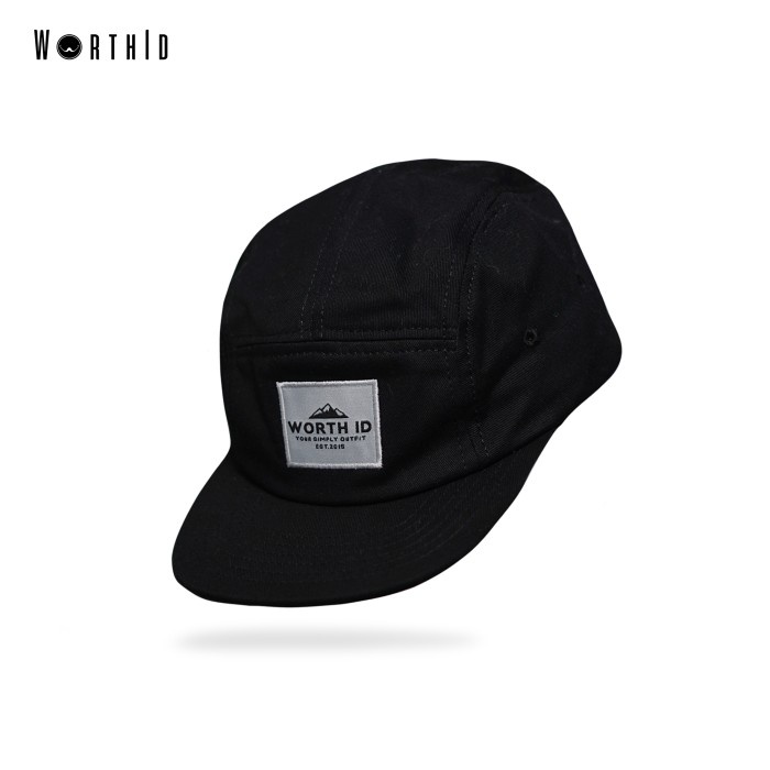 Topi Pria Worth ID Topi 5 Panels Mount - Black(D8D8) Topi Distro Keren Topi Baseball Original Topi D