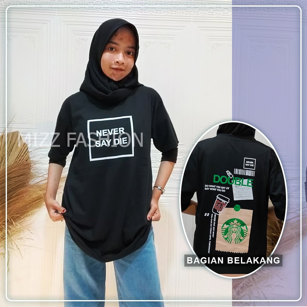 IM0026 KAOS DISTRO  NEVER SAY / Jeje Slebew SCBD Fashion Week Sudirman Citayam Bojonggede Depok