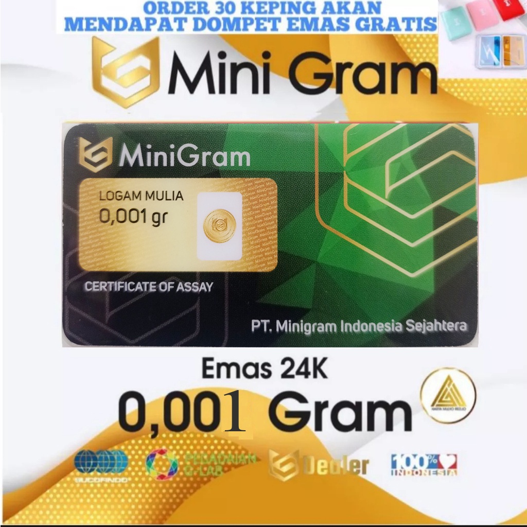 EMAS MINIGRAM 0,001 Gram / Minigram 0.001 Gram BABY GOLD / Babygold Logam Mulia Merchandise 24 Karat / MERCHANDISE MINI GOLD Resmi