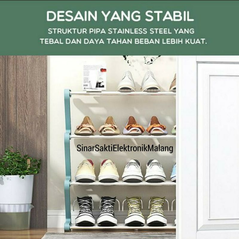 Rak Sepatu 4 Susun Stainless Besi Serbaguna Portable ZigZag Zig Zag Anti Karat