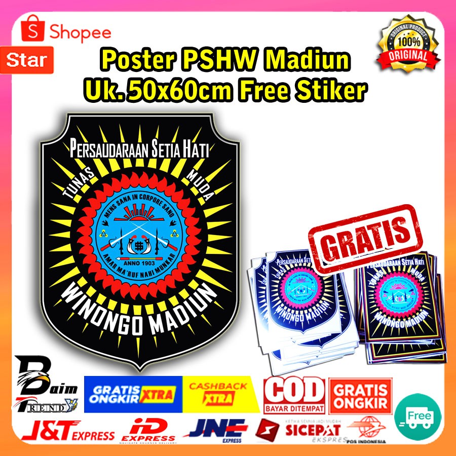 Aksesoris Pencak Silat PSHW Winongo Madiun Poster Pajangan Hiasan Dekorasi Dinding Free Stiker pshw