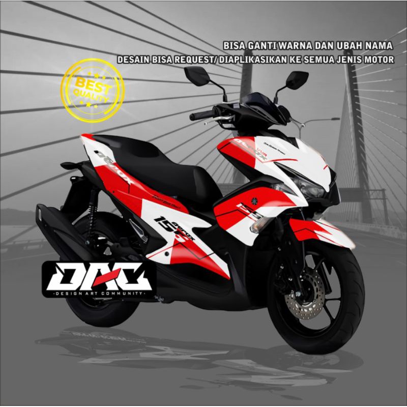Sticker Decal Full body grafis simple aerox merah putih
