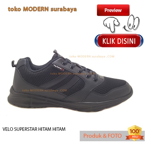 Sepatu pria sepatu casual sneakers VELO SUPERSTAR HITAM HITAM