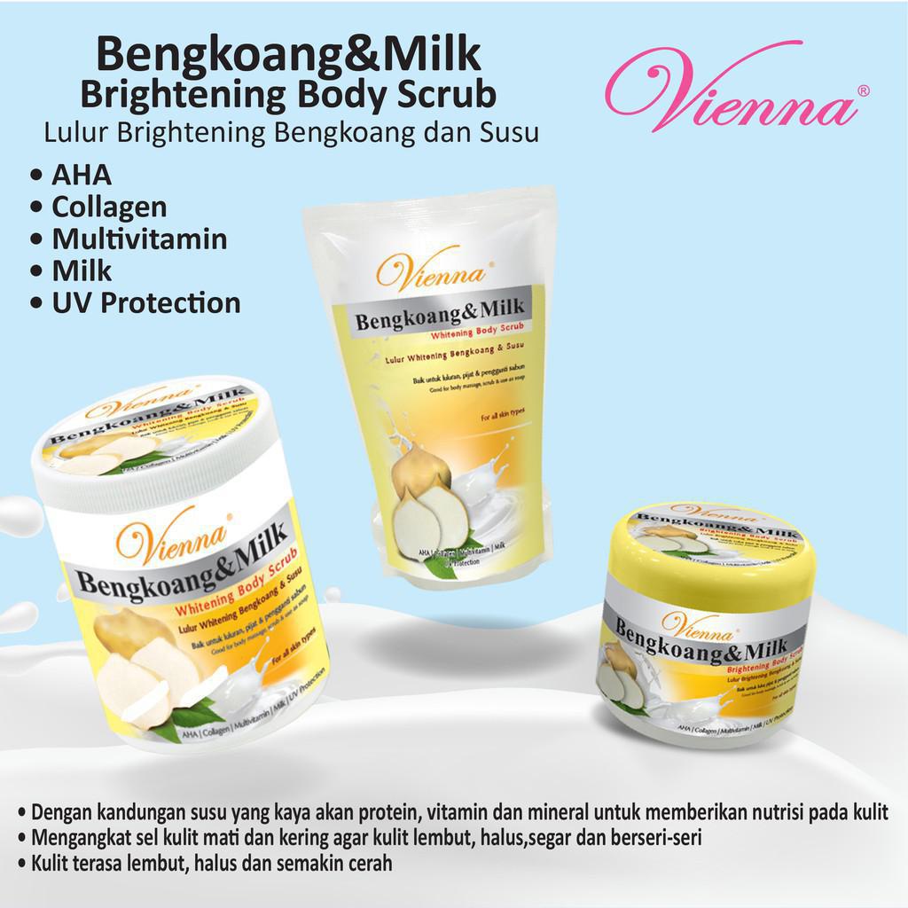 Vienna Body Scrub 1Kg 250gr Goat's Milk Cow's Milk Bengkoang's Milk