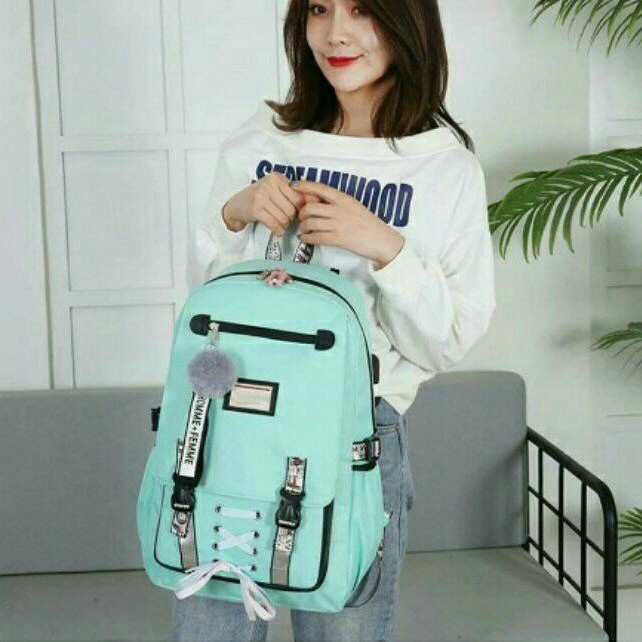 Ransel Anak Pita Tengah No Pompom backpack koreanstyle BISA COD