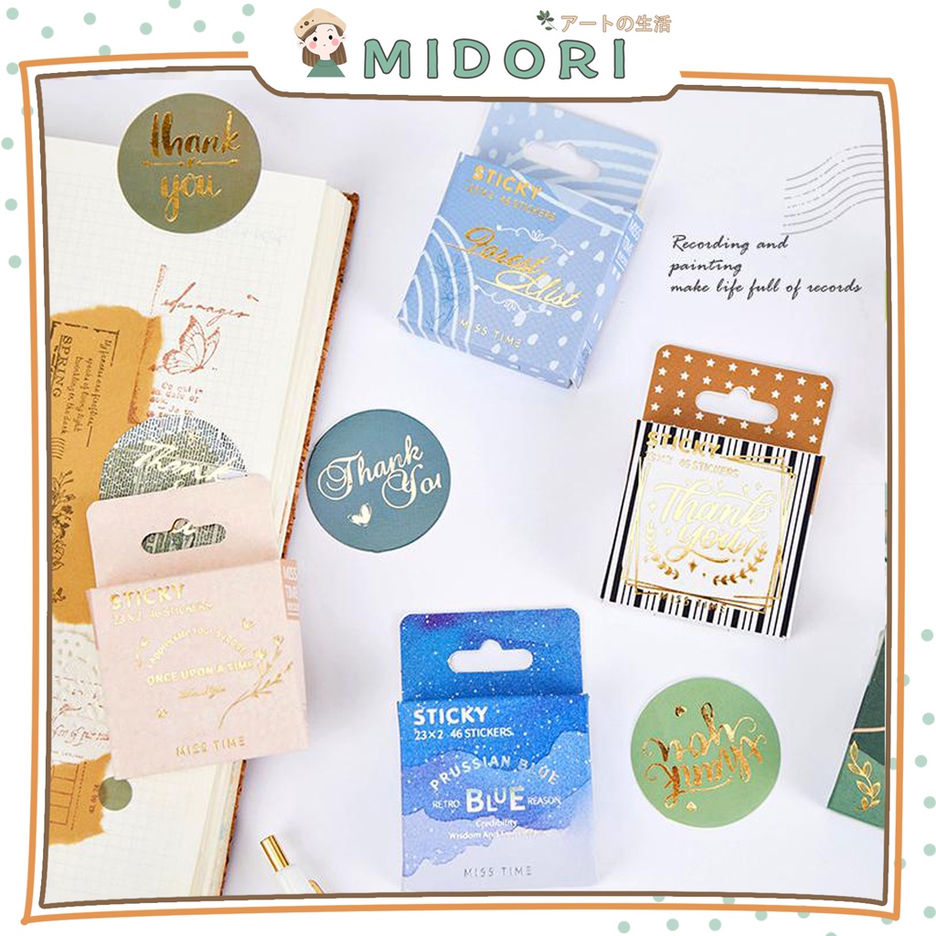

[MIDORI] 46Pcs MISS TIME Deco Sticker DIY Scrapbook Stiker Jurnal Diary Planner Kotak - B0309