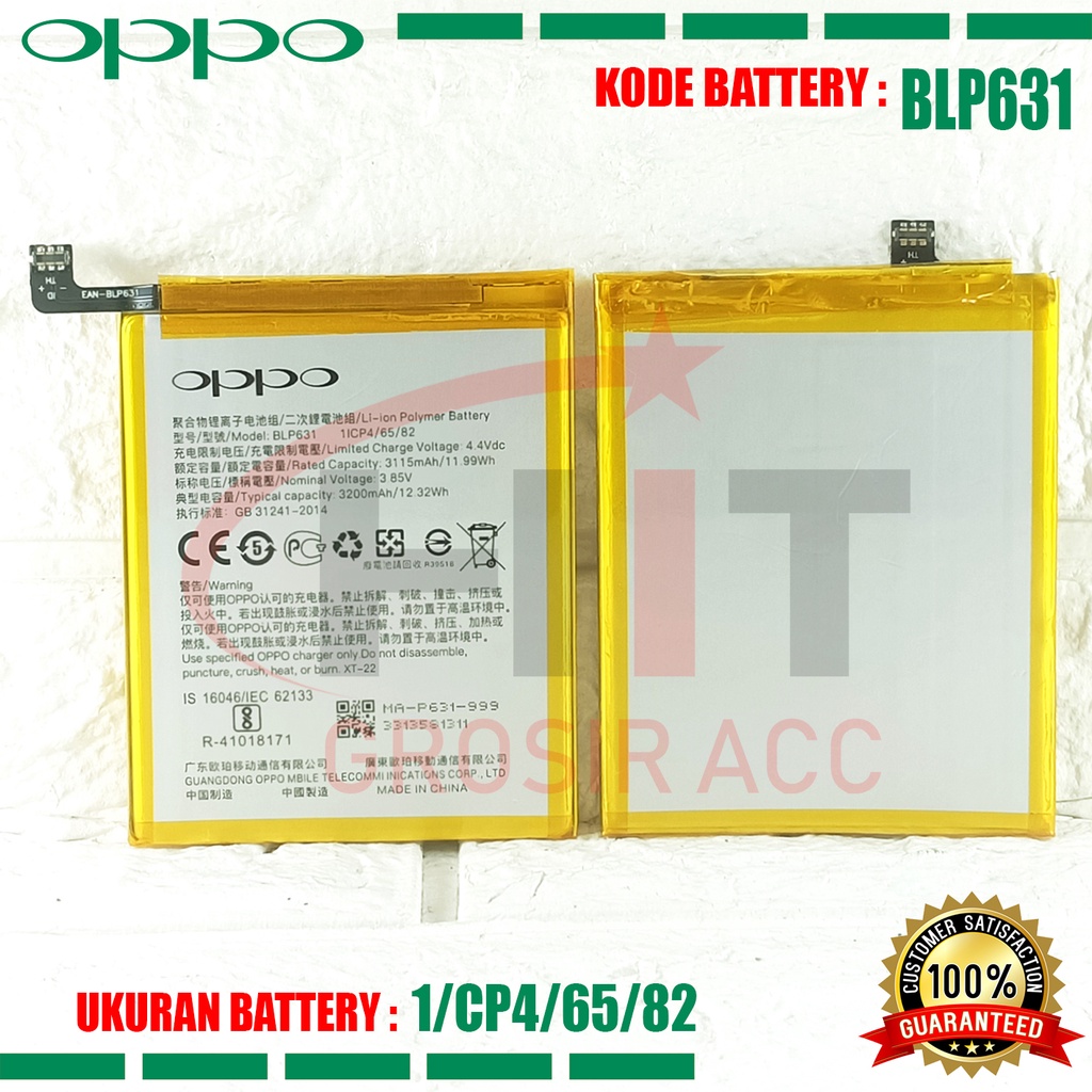 Baterai Battery Ori BLP631 Oppo F5, F3, F5 Plus, A77