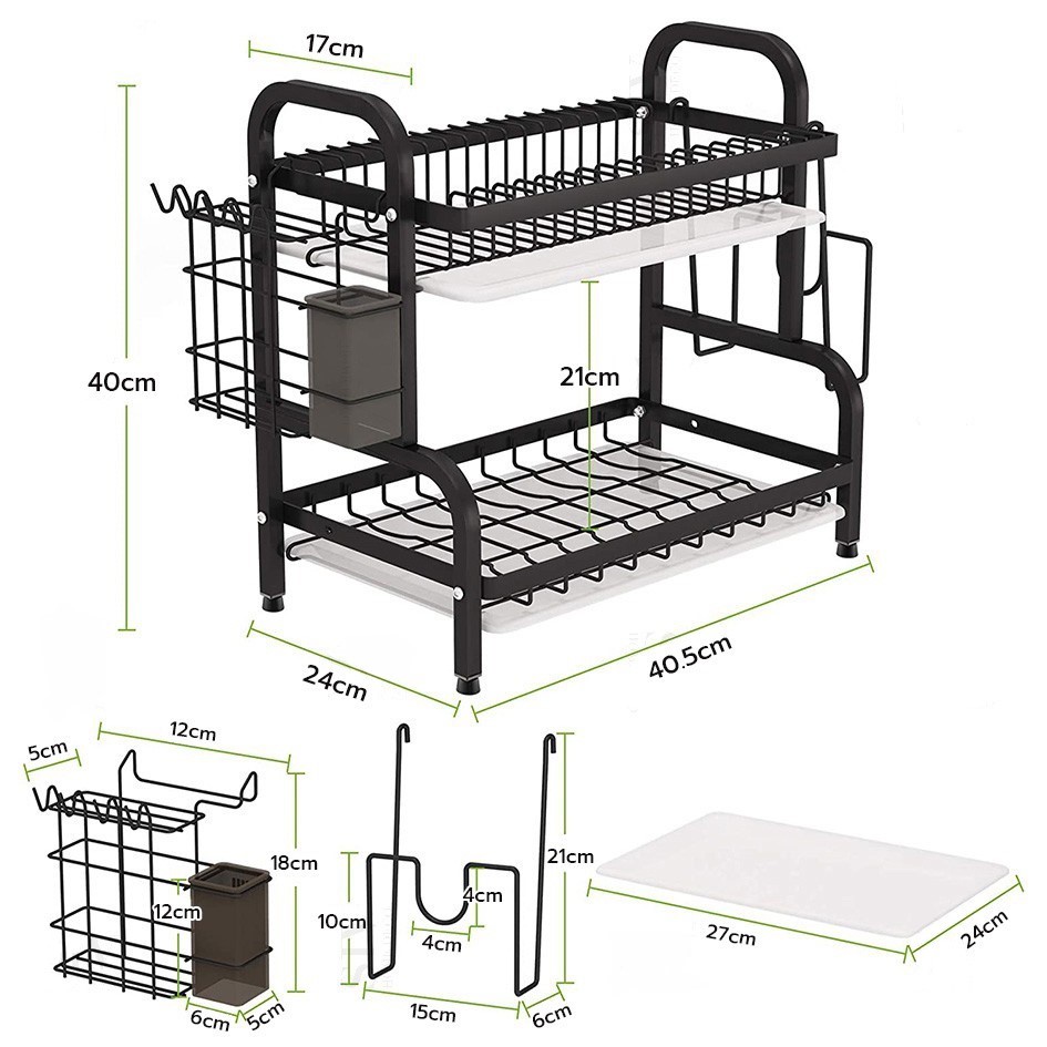 Grosir - H971 Rak Dapur Multifungsi 2 Tingkat / Rak Piring &amp; Mangkok / Peralatan Dapur / Tempat Pengering Piring &amp; Mangkok