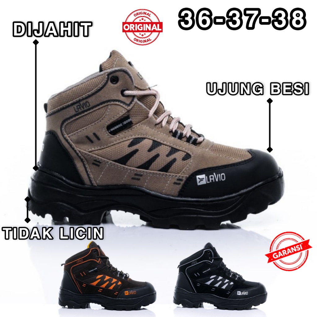Sepatu Safety Boots Pria Wanita Full Jahit Sepatu Proyek Lapangan Axel Size Kecil