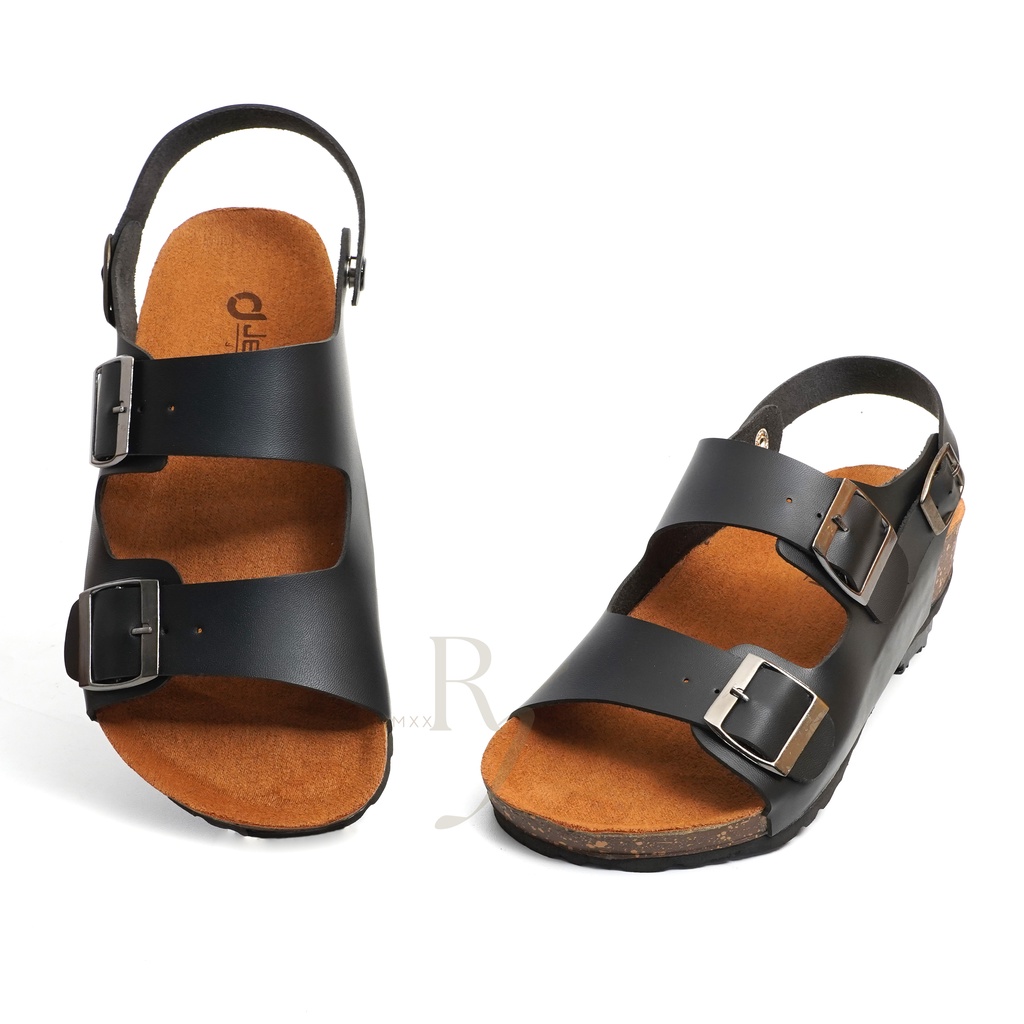 JEDDI [LT 502] Sandal Pria Wanita Selop Puyuh Sandal Kasual Kulit Sandal Selop Gesper Ban 2 Sendal Birken