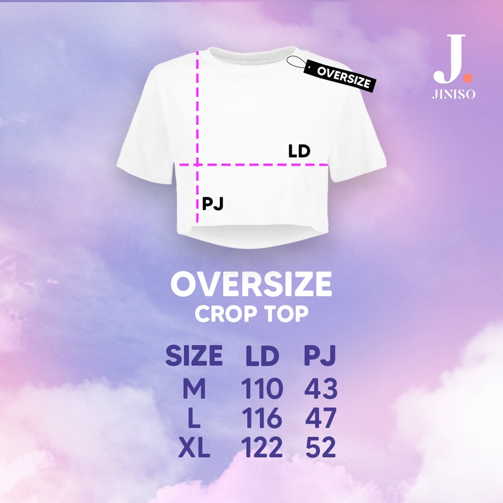 JINISO Crop Top JNSO Round Neck Oversize Tee T-Shirt | Kaos-1