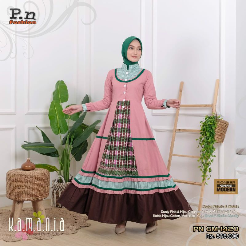 P.N | Fashion GM-1420 Dusty Pink Gamis Wanita