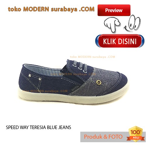 SPEED WAY TERESIA BLUE JEANS sepatu slip on