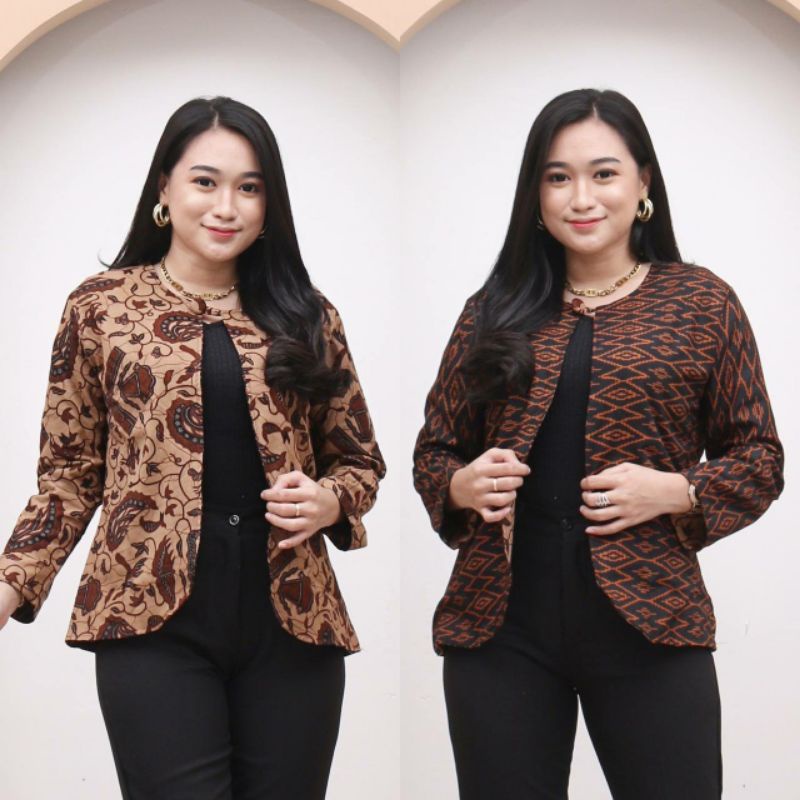 bolero batik bolak balik/bolero batik/bolero bolak balik/batik pekalongan/batik kerja/blouse batik