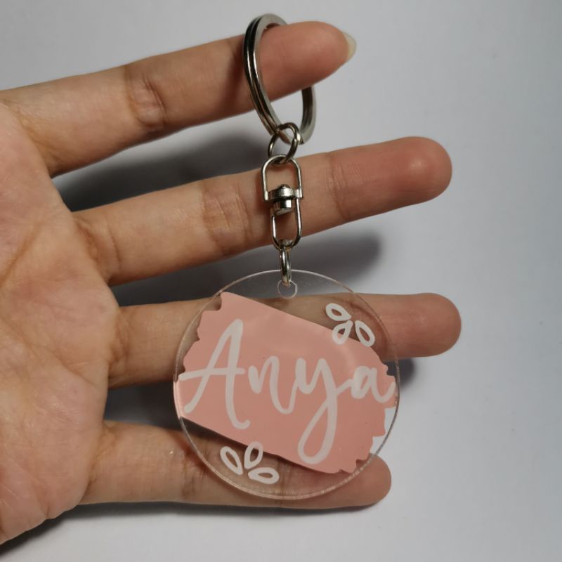 Jual Ganci akrilik custom 4 cm (tulisan dibalik akrilik-TIDAK LUNTUR