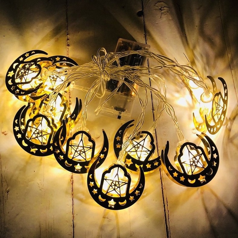 【COD】1.6m 10LED Lampu Hiasan Lebaran Idul Fitri Dekorasi  /Muslim Islamic Ramadhan Lampu Dekor/Idul Fitri Eid Mubarak Ramadan Led/Lampu Lebaran Idul Fitri