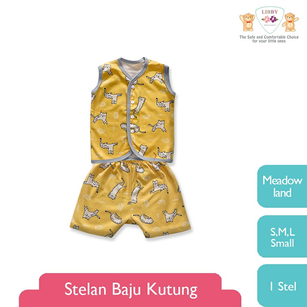 Libby Stelan Kutung &amp; Celana Pendek Kancing Depan Meadow Land Series (Satu Set Isi 3pcs)