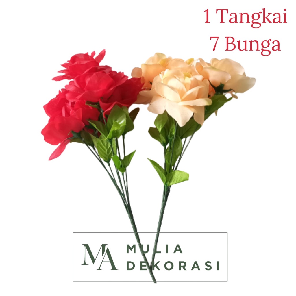 Bunga Hias Plastik Artificial 1 Tangkai 7 Bunga Dekorasi Vas Bunga