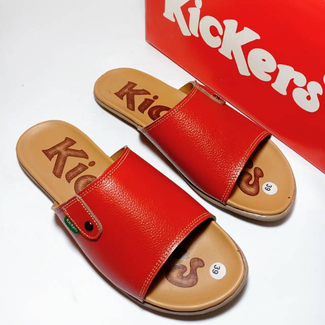 Sandal slop Kickers cewek kulit asli size 36 - 40