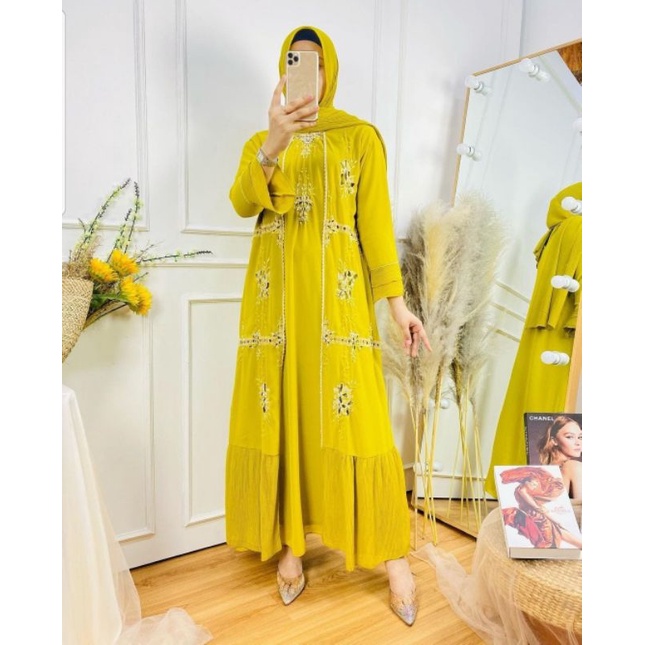 [COD] [PROMO]- KAFTAN GAMIS NAYARA FREE PASHMINA PLISKET CERUTI BABYDOLL -KAFTAN TERBARU-GAMIS TERBA